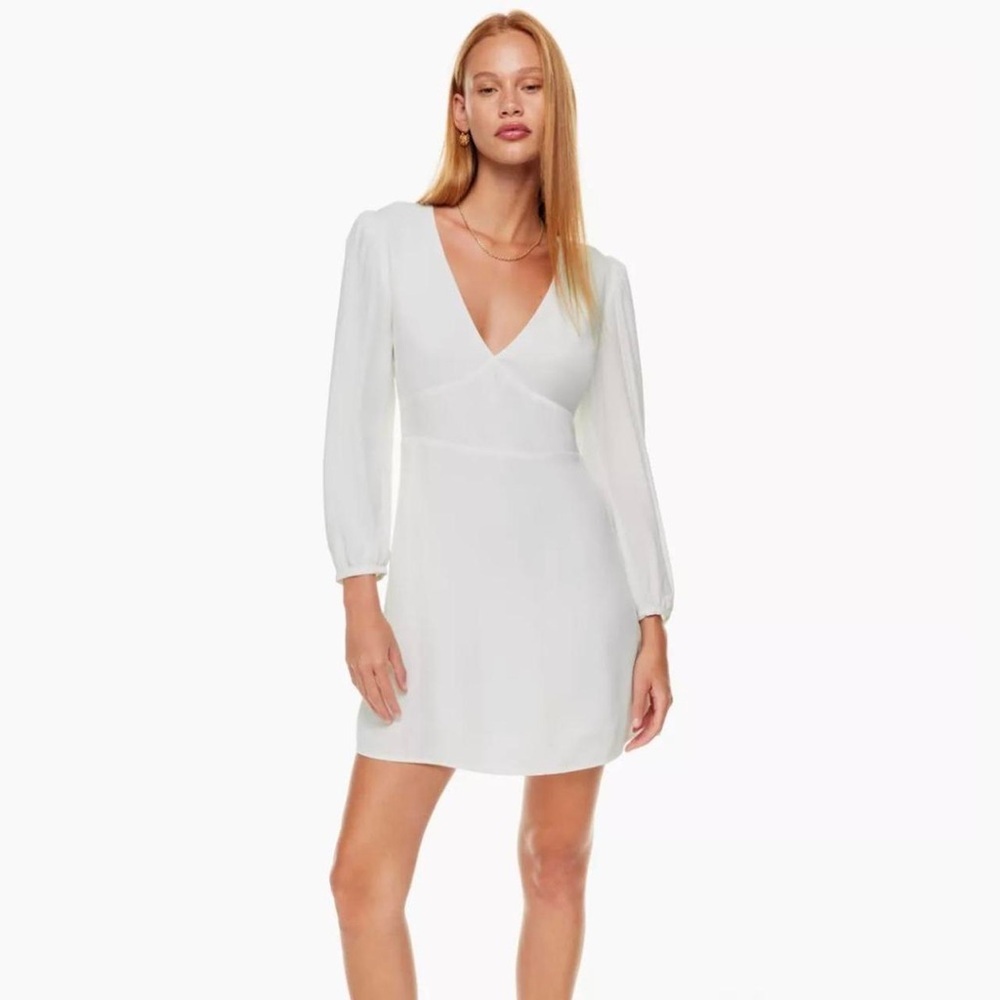 Aritzia Sunday Best Grayson Dress VNeck Mini in Cream
